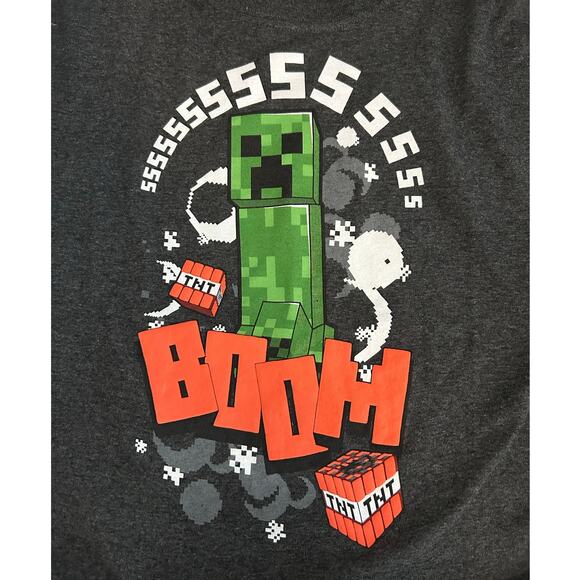 MINECRAFT Graphic Tee NEW Gray SS Cotton Blend Size Youth M - Picture 1 of 4